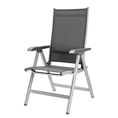 Kettler Basic Plus Advantage Gartenstuhl-Hochlehner verstellbar - einfach zusammenklappbar - praktischer Klappstuhl - Aluminium & robuster Kunststoff - wetterfeste Gartenmöbel – silber/anthrazit im Sale